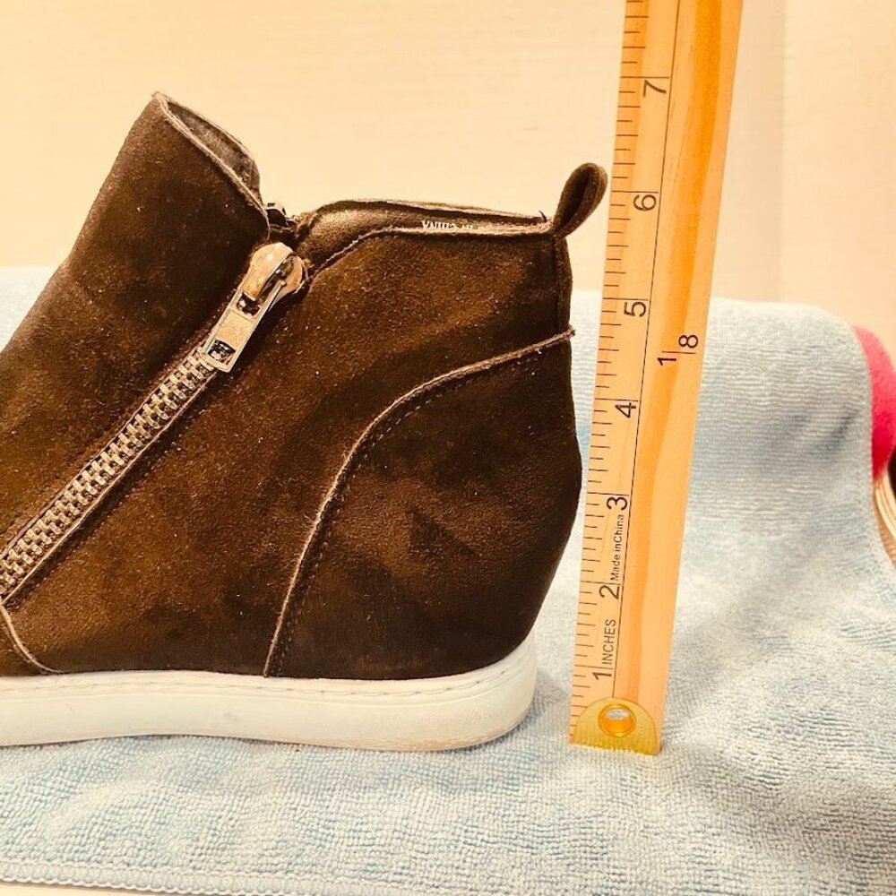 Rouge Shoes Womens Size 10 BLACK Suede Wedge Zip Ankle MID/High Top Casual - Picture 5 of 16